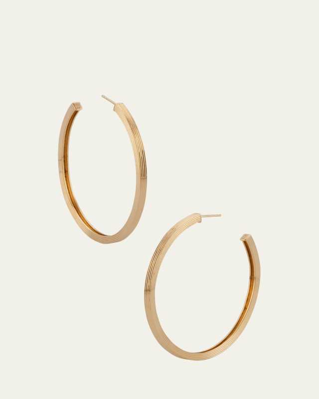 14K Yellow Gold Fluted Hoop Earrings